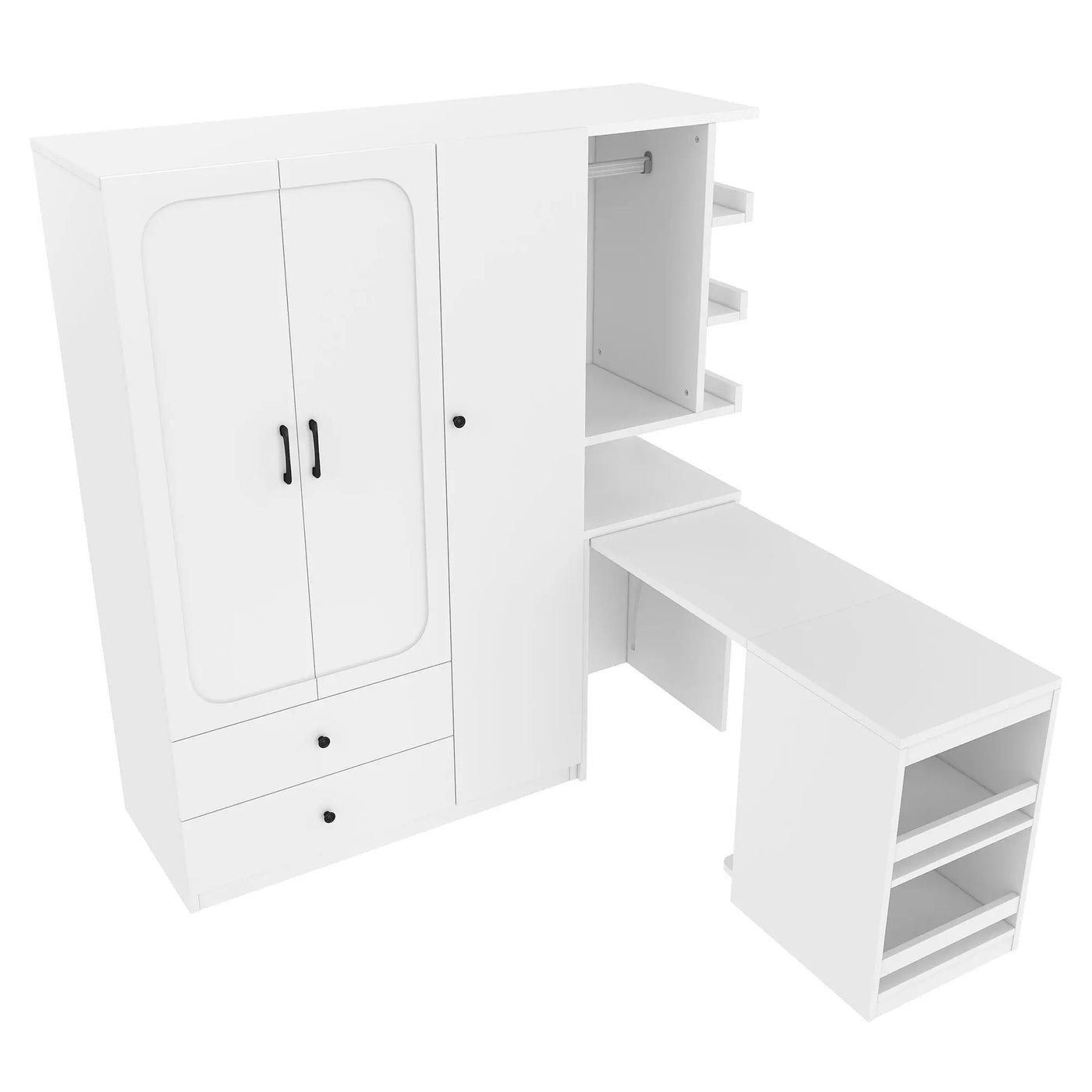 Multifunctional Wardrobe with 2 Doors and Convertible Desk by HouseOfZazla
