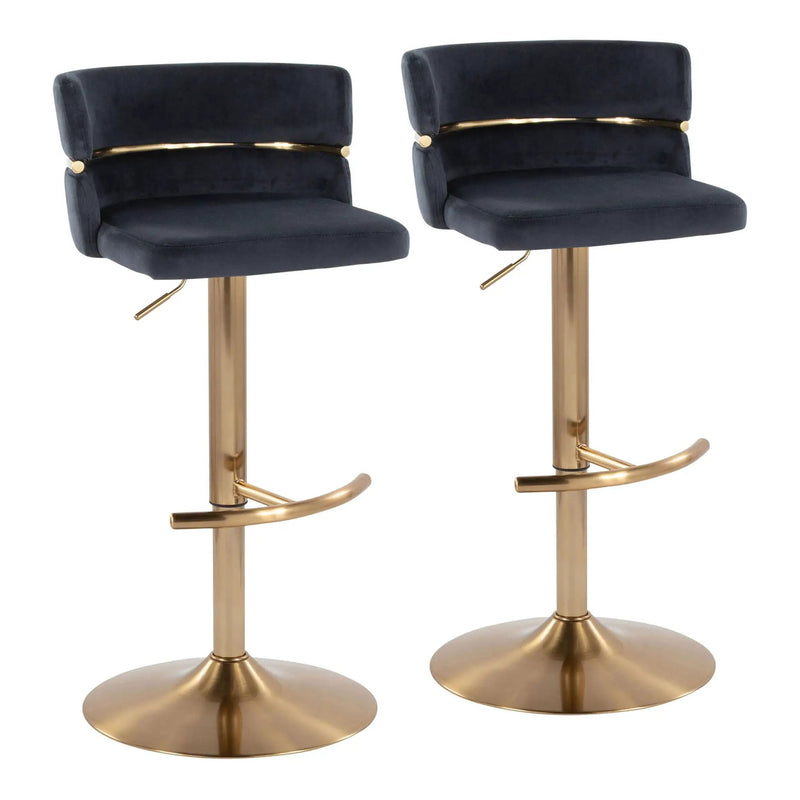 Cinch - Glam / Art Deco Adjustable Barstool With Swivel With Rounded T Footrest (Set of 2) by Unique Piece Furniture