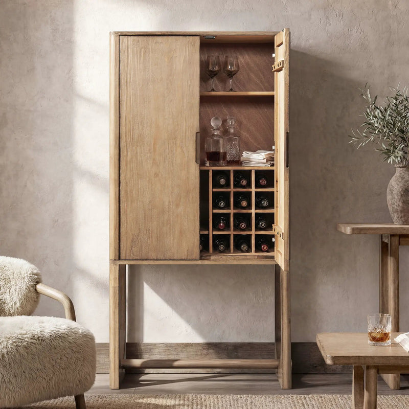 Nolan - Bar Cabinet With Wine Storage - Brown by HouseOfZazla