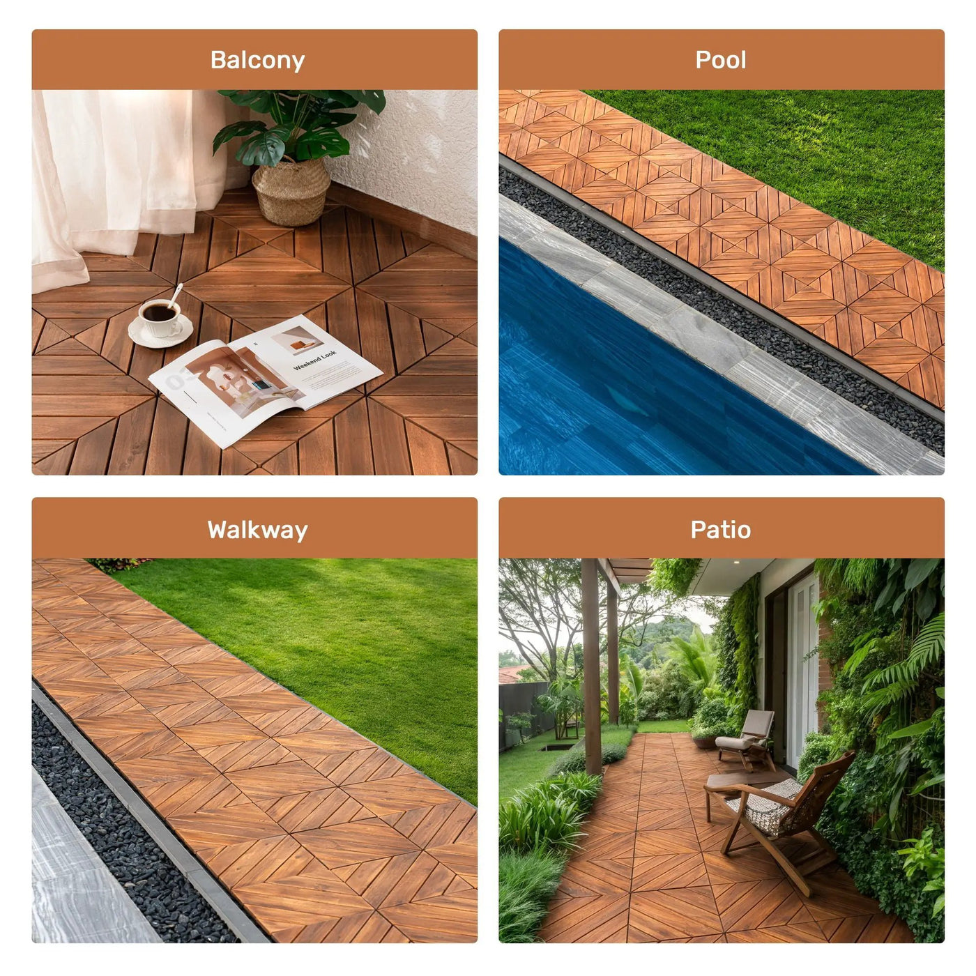 Interlocking Deck Tiles, Diagonal Pattern Outdoor Decking by HouseOfZazla