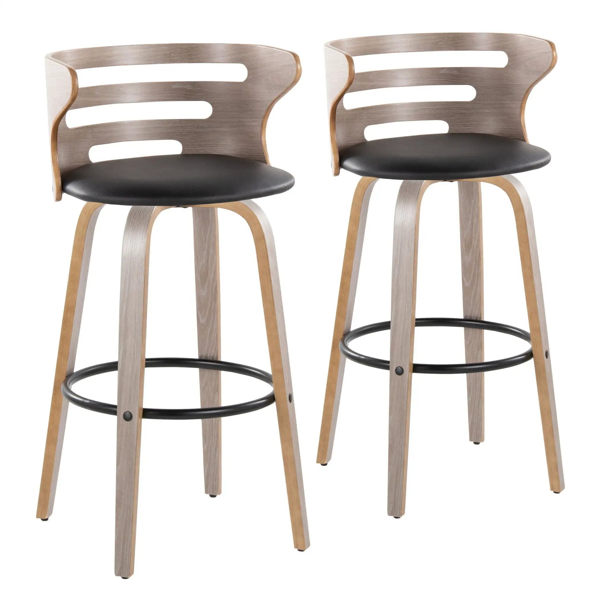 Cosini - Mid Century Modern Fixed Height, Barstool & Swivel And Round Footrest (Set of 2) by Unique Piece Furniture