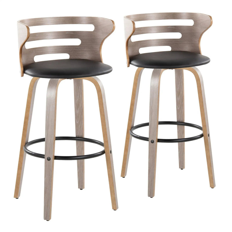 Cosini - Mid Century Modern Fixed Height, Barstool & Swivel And Round Footrest (Set of 2) by Unique Piece Furniture