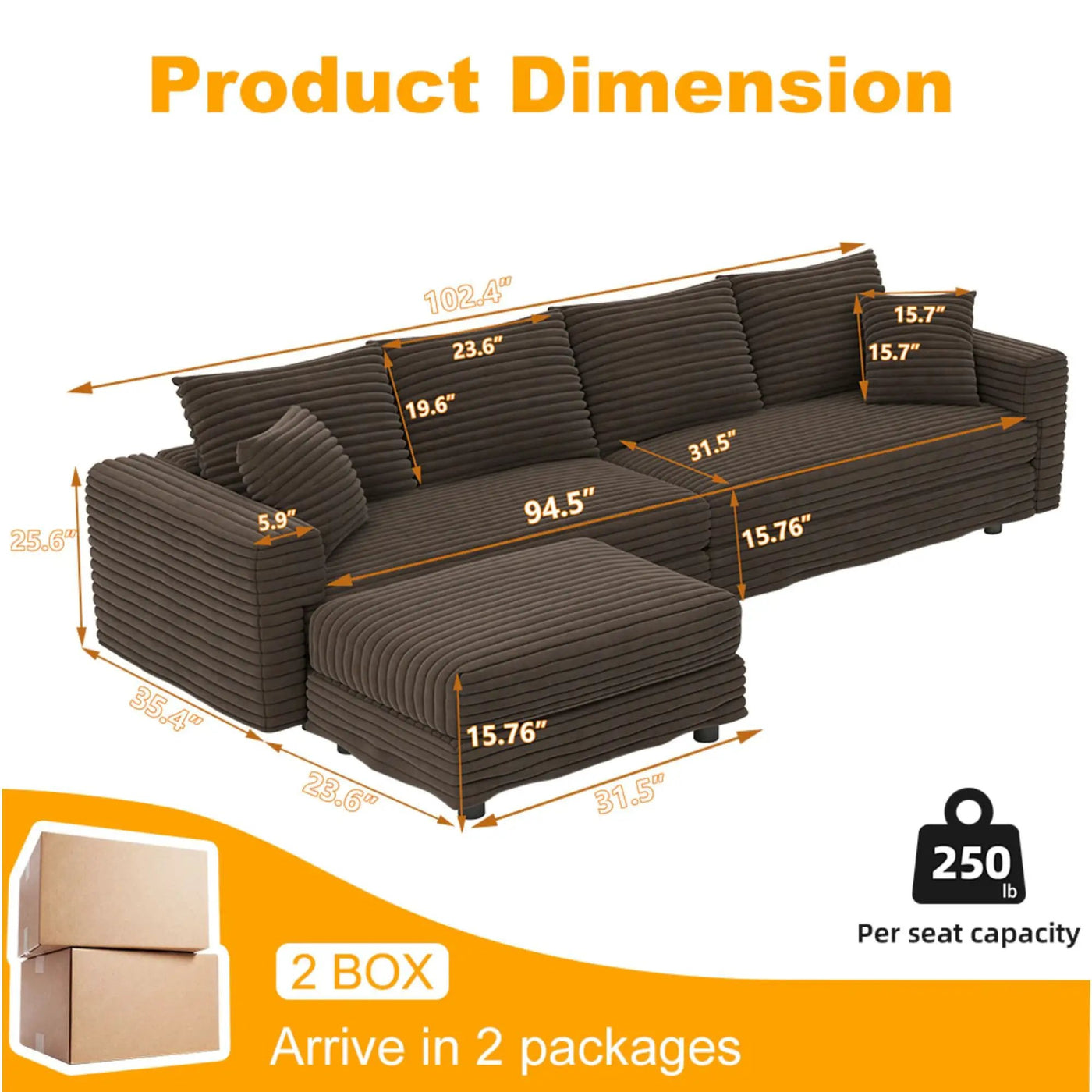Modern Comfy Upholstered Sofa Cloud Couch & Deep Seat Couches by HouseOfZazla
