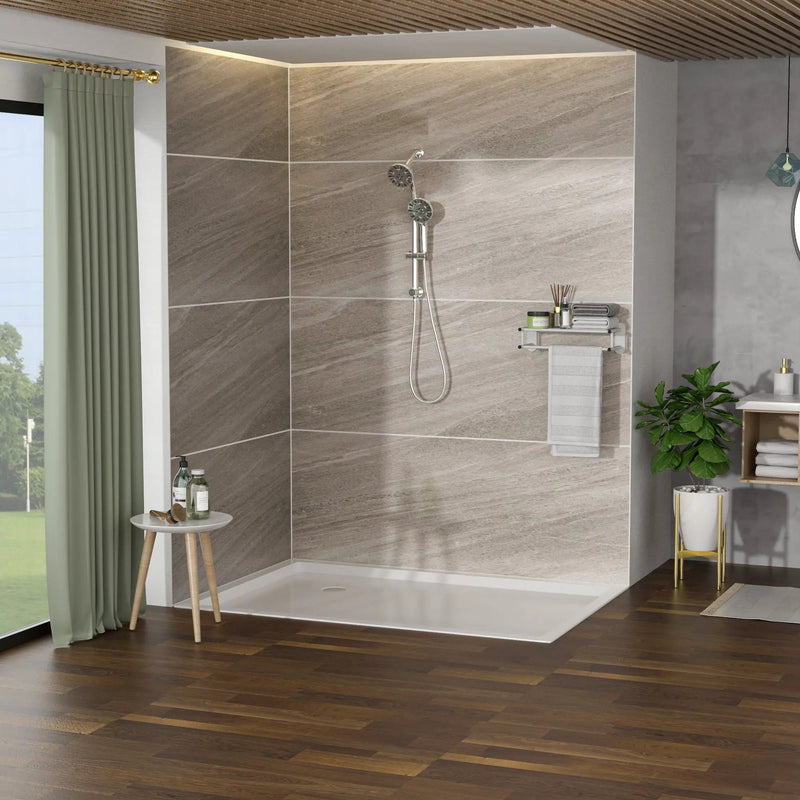 Multi Function Dual Shower Head Shower System With 4.7" Rain Showerhead, 7 Function Hand Shower, Adjustable Slide Bar by HouseOfZazla