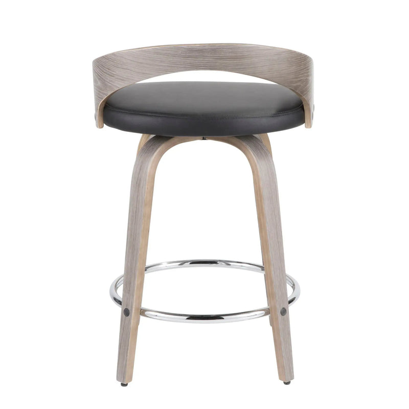 Grotto - Contemporary Fixed Height Counter Stool & Swivel With Round Footrest (Set of 2) by HouseOfZazla