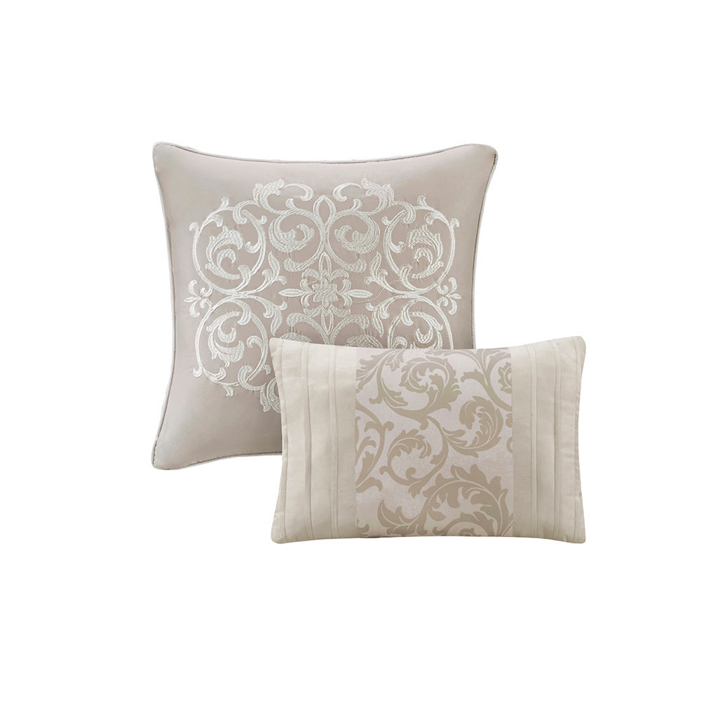 Embroidered 8 Piece Comforter Set Neutral Queen by HouseOfZazla