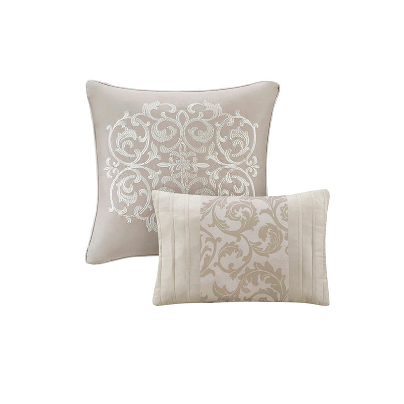 Embroidered 8 Piece Comforter Set Neutral Queen by HouseOfZazla