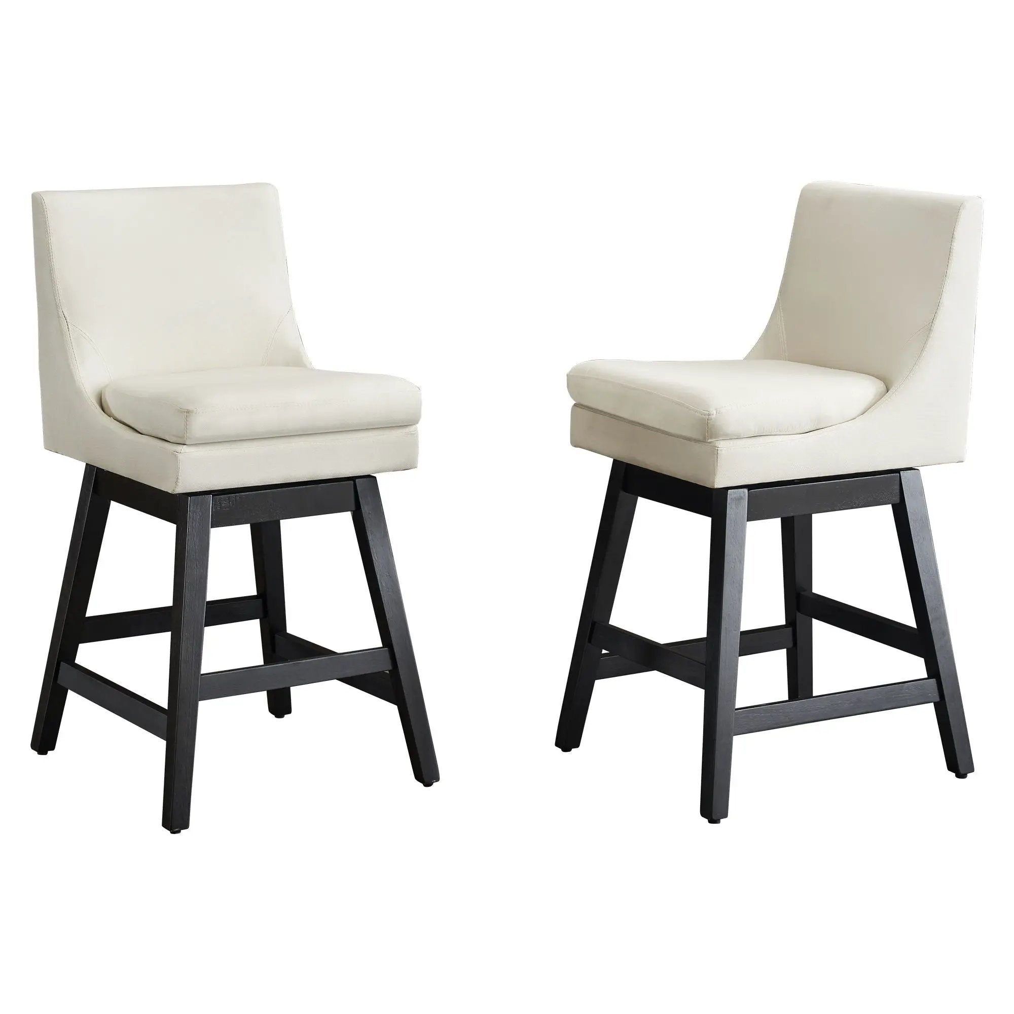 Upholstered Swivel Bar Stools With Ergonomic Design (Set of 2) - Cream White by Unique Piece Furniture