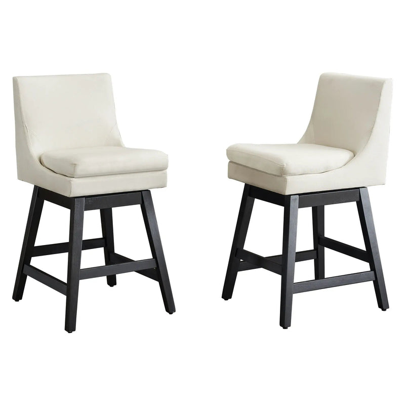 Upholstered Swivel Bar Stools With Ergonomic Design (Set of 2) - Cream White by Unique Piece Furniture