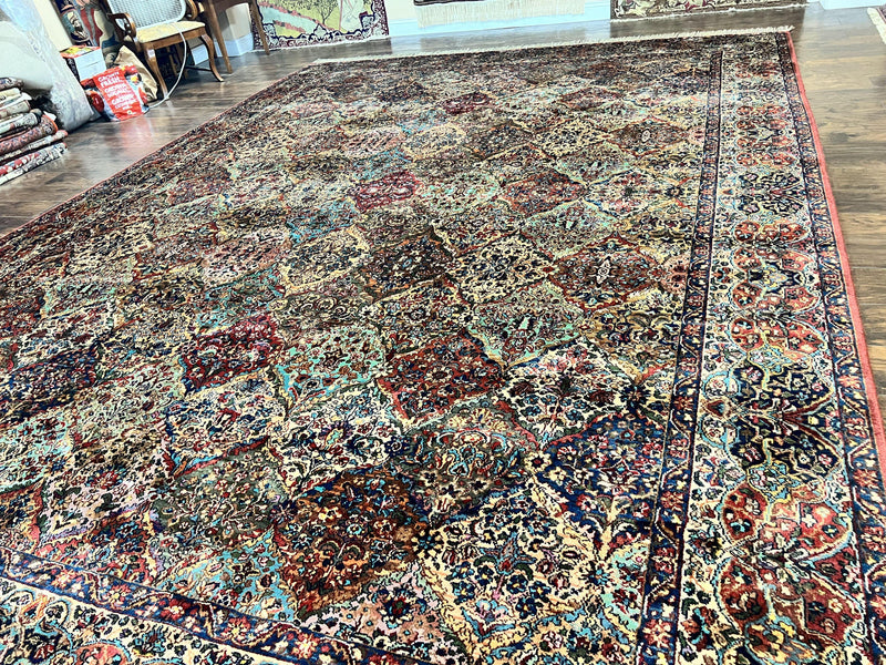 Karastan Multicolor Panel Kirman Rug #717, Wool Karastan Rug 12 x 16, Extra Large Karastan Area Rug, Original Karastan Collection 700 Series by Jewel Rugs