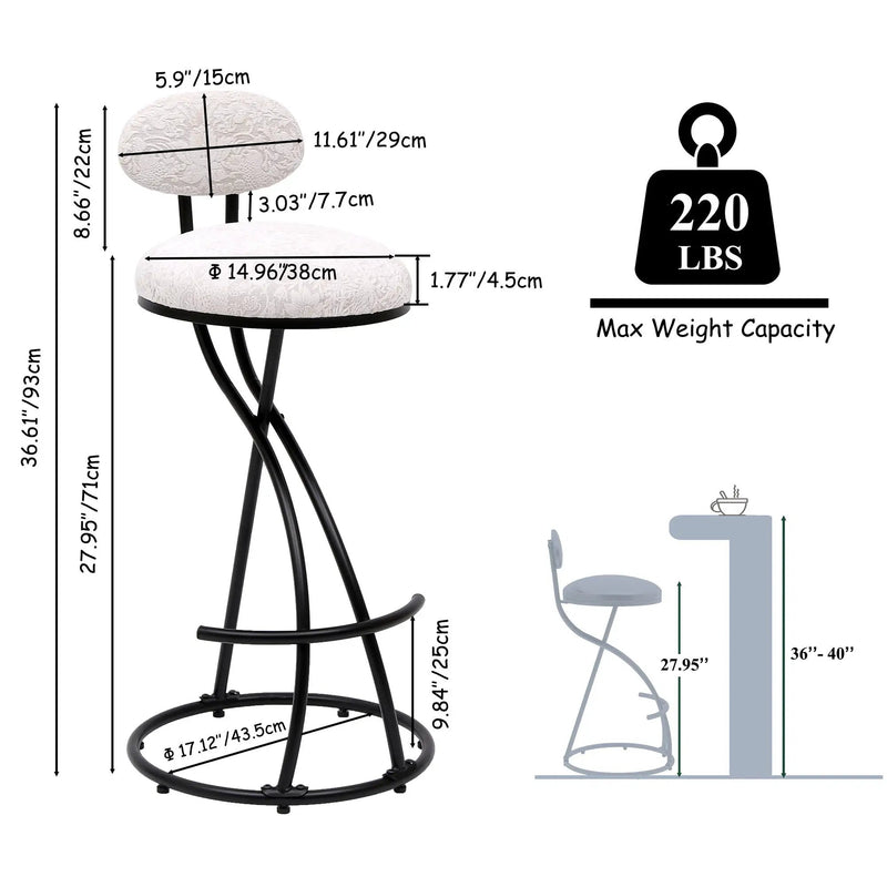 Round Print Bar Stools Upholstered Chairs For Kitchen (Set of 2) by HouseOfZazla