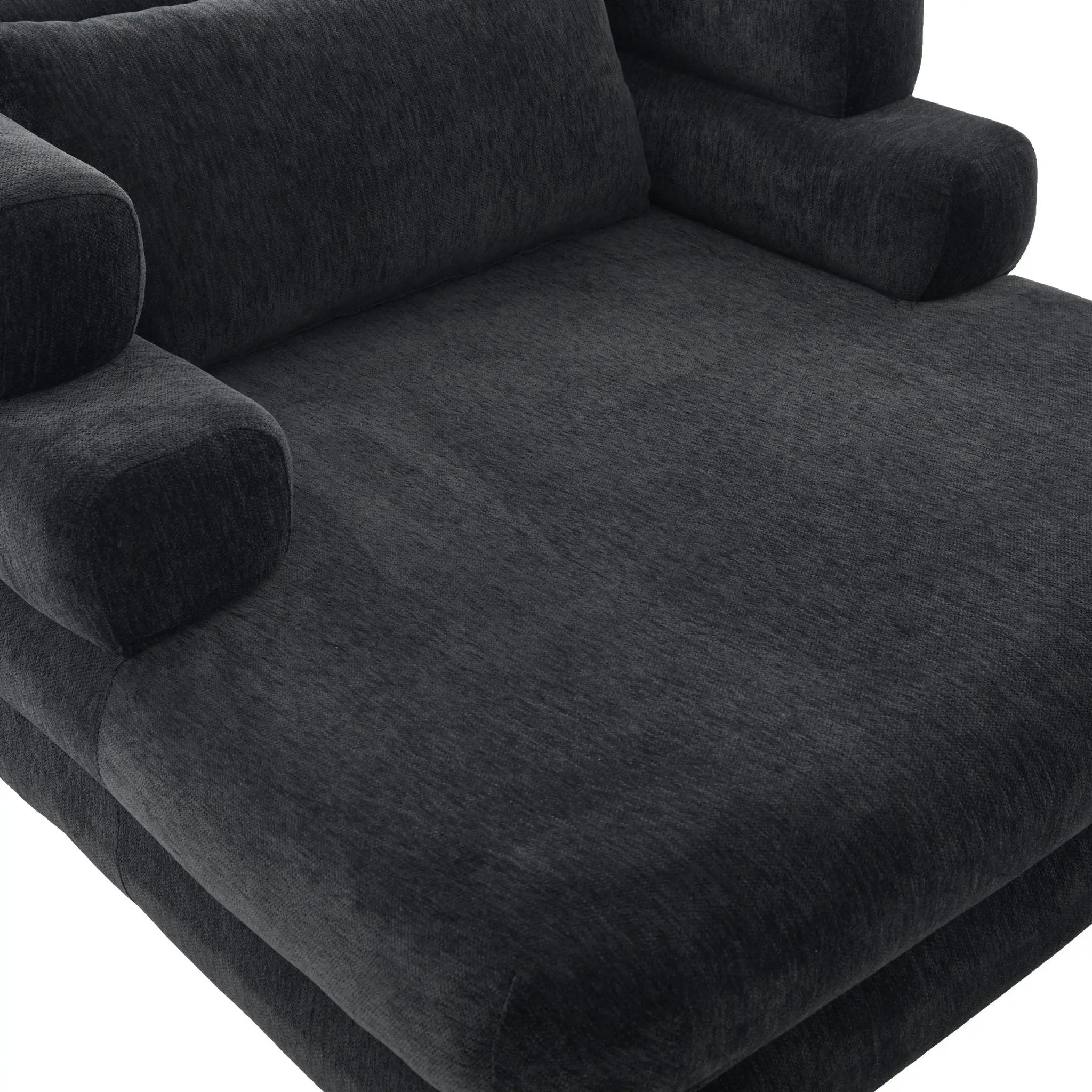 Oversized Chaise Lounge Sofa Bed with Deep Seat and Layered Armrests by HouseOfZazla