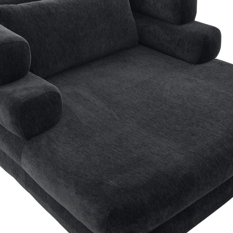 Oversized Chaise Lounge Sofa Bed with Deep Seat and Layered Armrests by HouseOfZazla