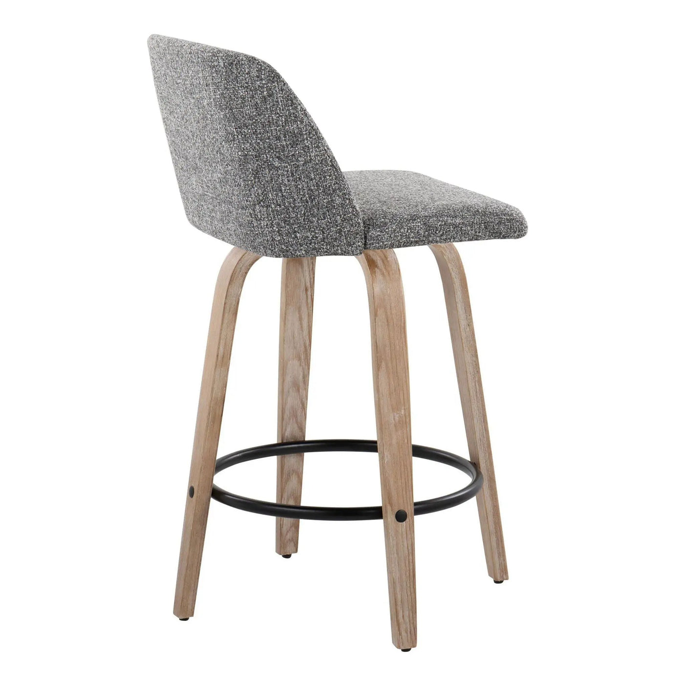 Toriano - Contemporary Fixed-Height Counter Stool & Swivel With Round Footrest (Set of 2) by HouseOfZazla