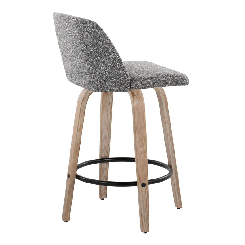 Toriano - Contemporary Fixed-Height Counter Stool & Swivel With Round Footrest (Set of 2) by HouseOfZazla