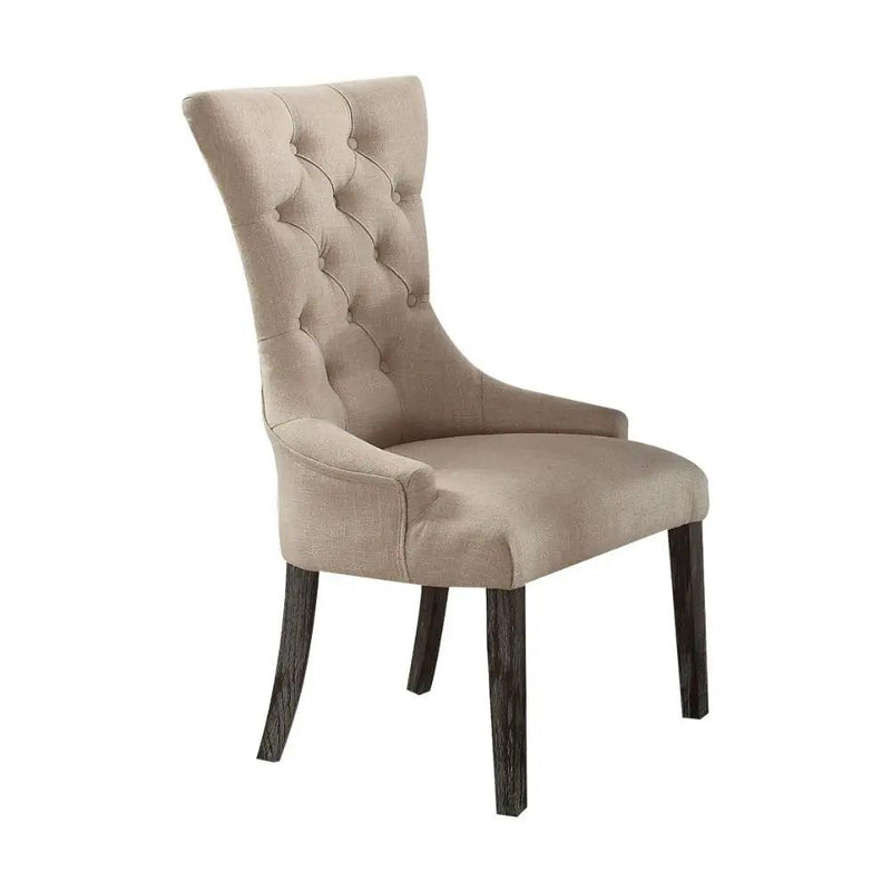 Gerardo - Linen Side Chair (Set of 2) - Beige & Weathered Espresso by Unique Piece Furniture