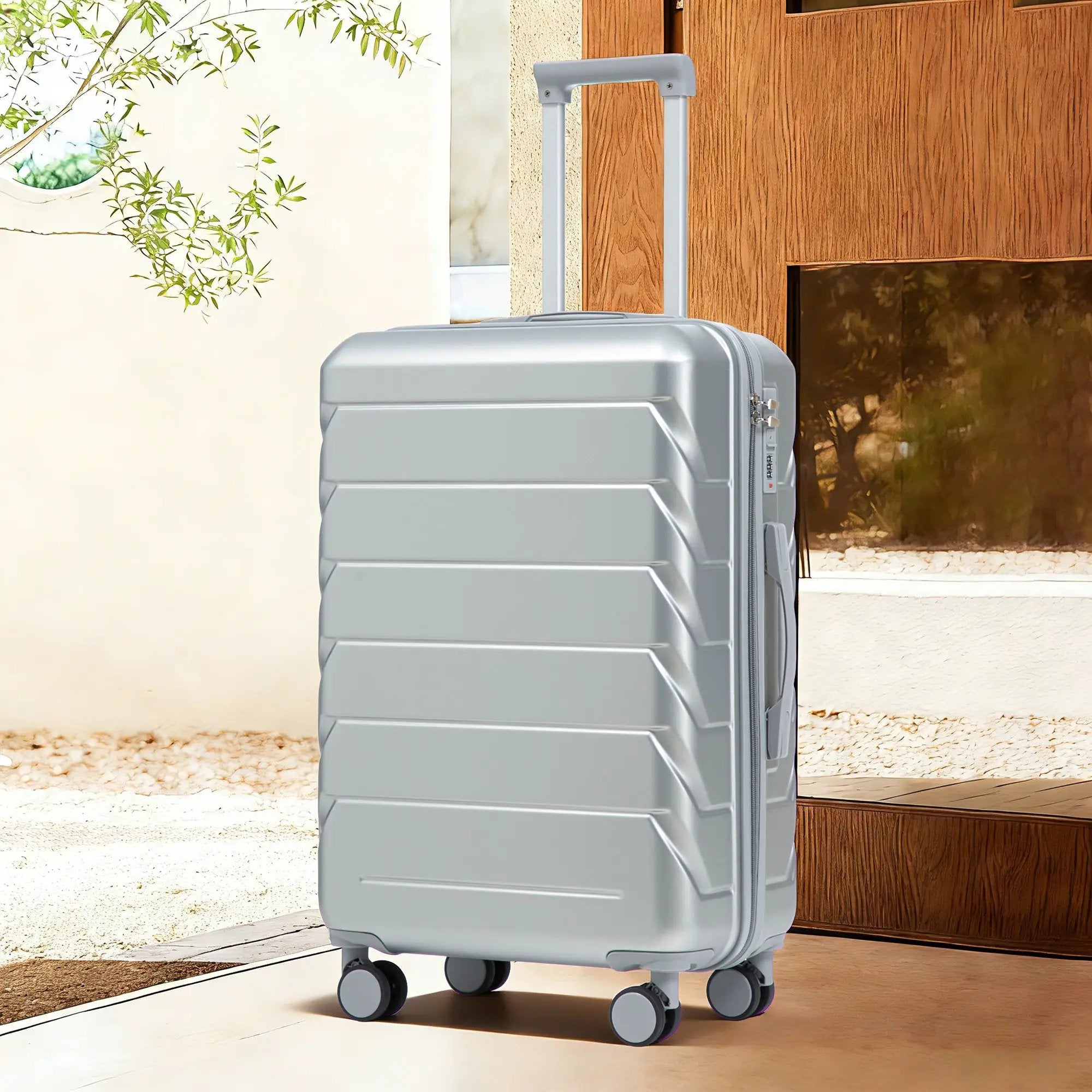 28 Inch ABS Hard Shell Large Travel Checked Luggage - Silver by HouseOfZazla