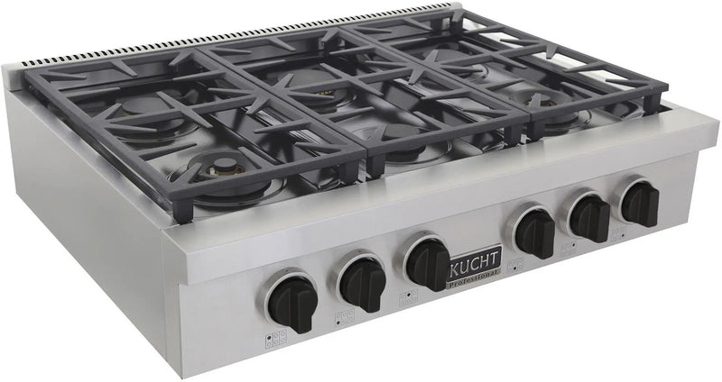 Kucht 36" Stainless Propane Cooktop-KFX369T/LP-K by Farmhouse Kitchen and Bath