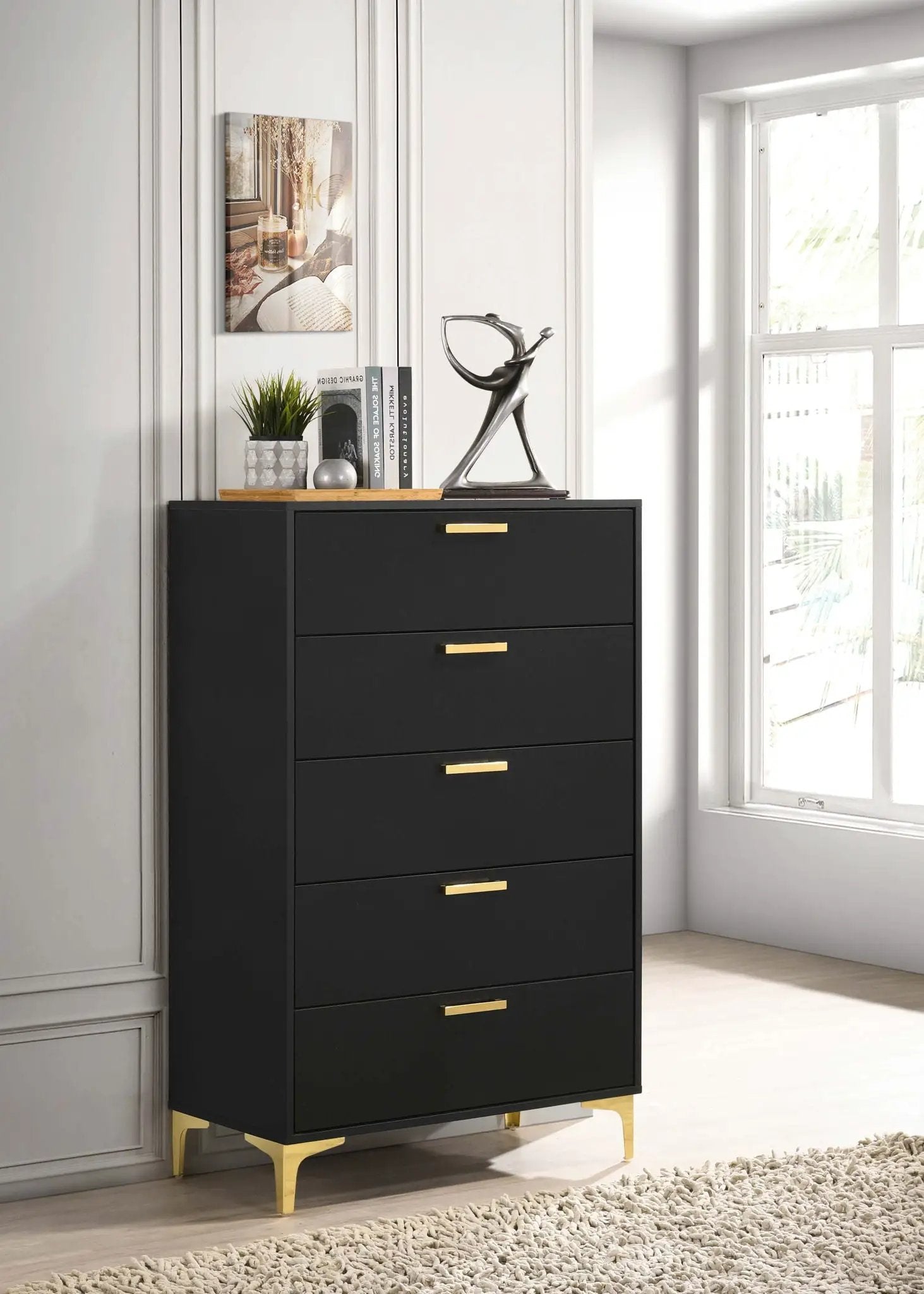 Kendall 5-drawer Bedroom Chest Black by Unique Piece Furniture