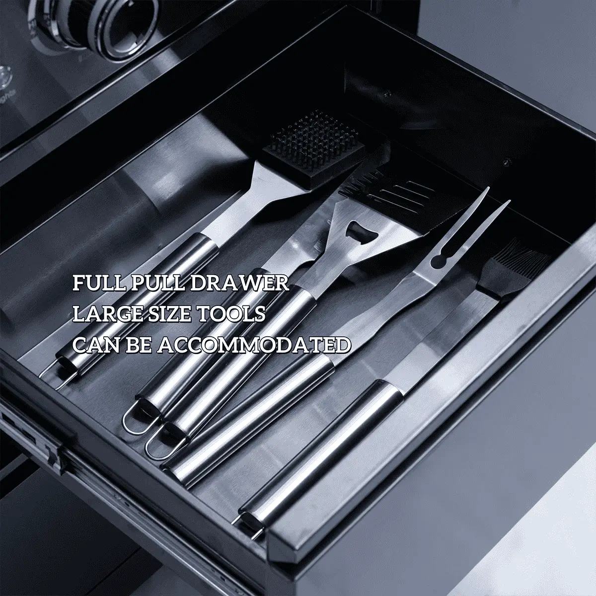 115" 6-Burner 85,000 Black Outdoor Kitchen Island Grill Rotisserie kit by Chery Industrial