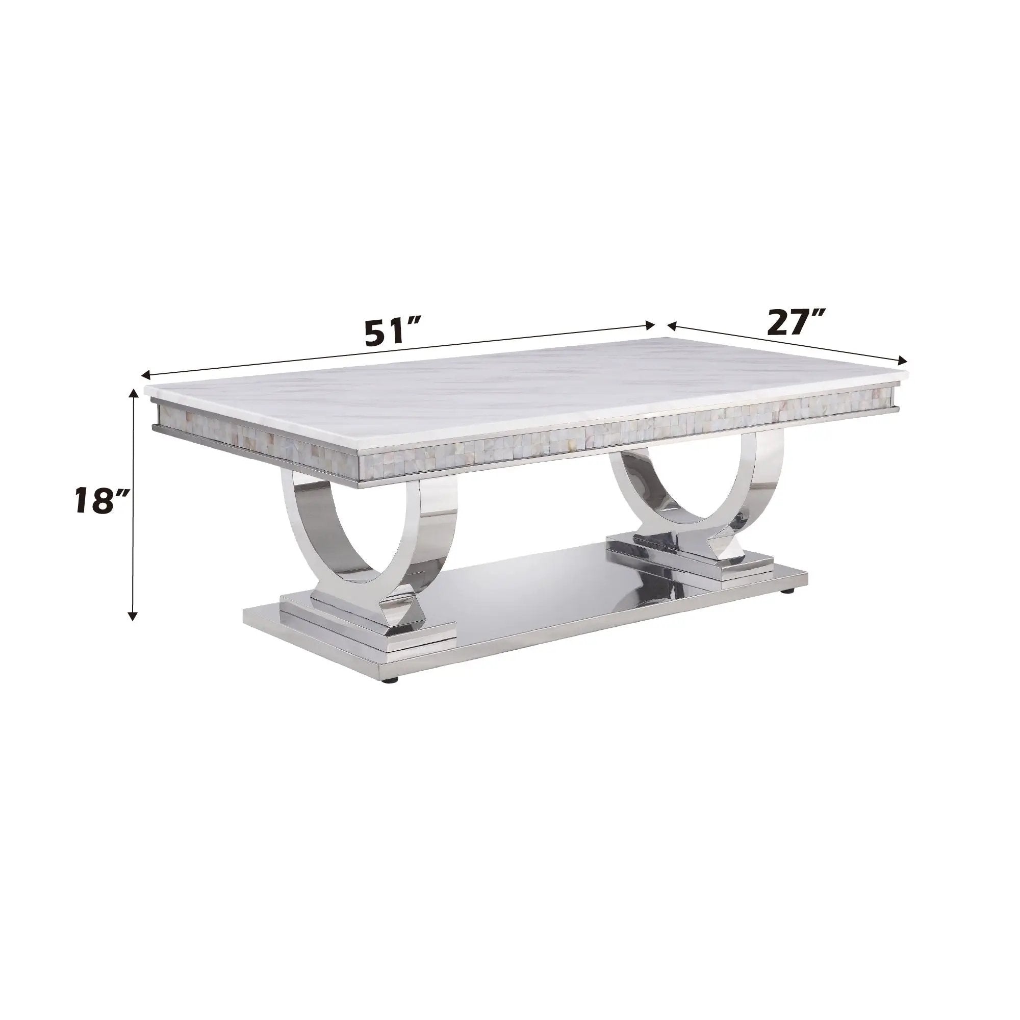 Zander - Printed Faux Marble Top & Mirrored Table - Marble by Unique Piece Furniture