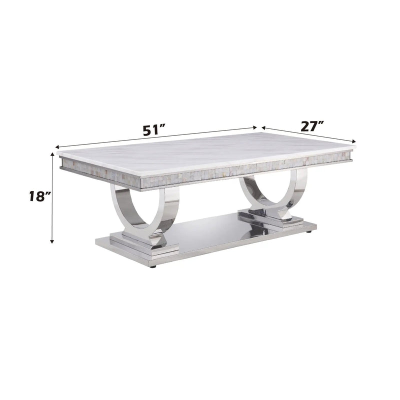 Zander - Printed Faux Marble Top & Mirrored Table - Marble by Unique Piece Furniture