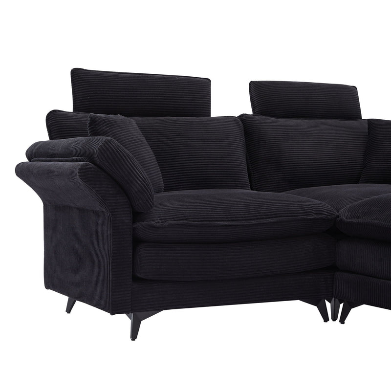 Modern Deep Seat Sectional Sofa With Ottoman by HouseOfZazla