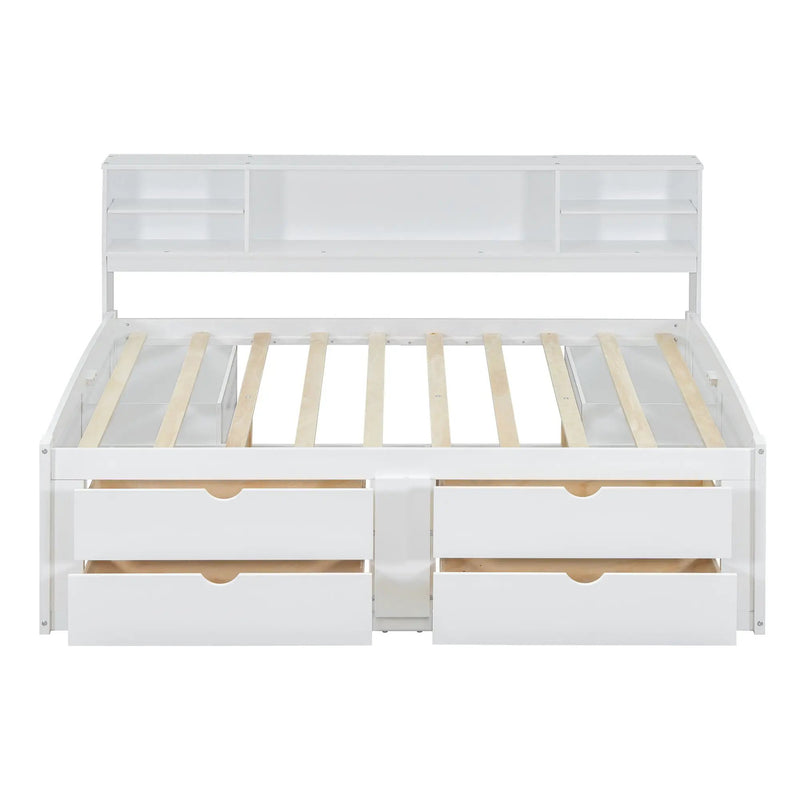 Daybed With 2 Bedside Cabinets, Upper Shelves And 4 Drawers by HouseOfZazla