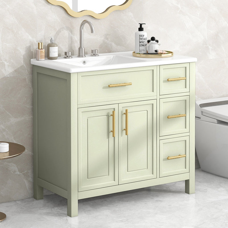 36" Bathroom Vanity with Sink Top, Cabinet with Two Doors and Three Drawers by HouseOfZazla