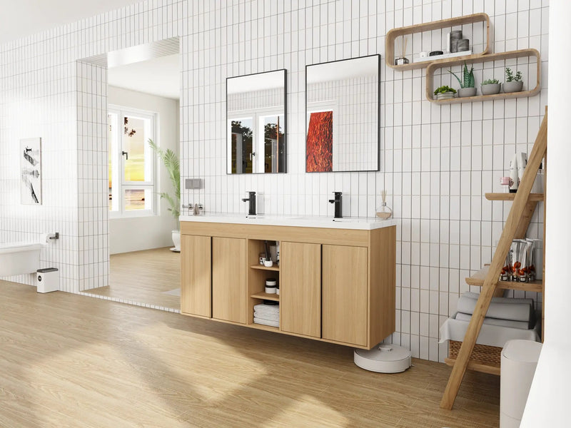 60" Freestanding Bathroom Vanity With Resin Double Sink, photo 7 of 10