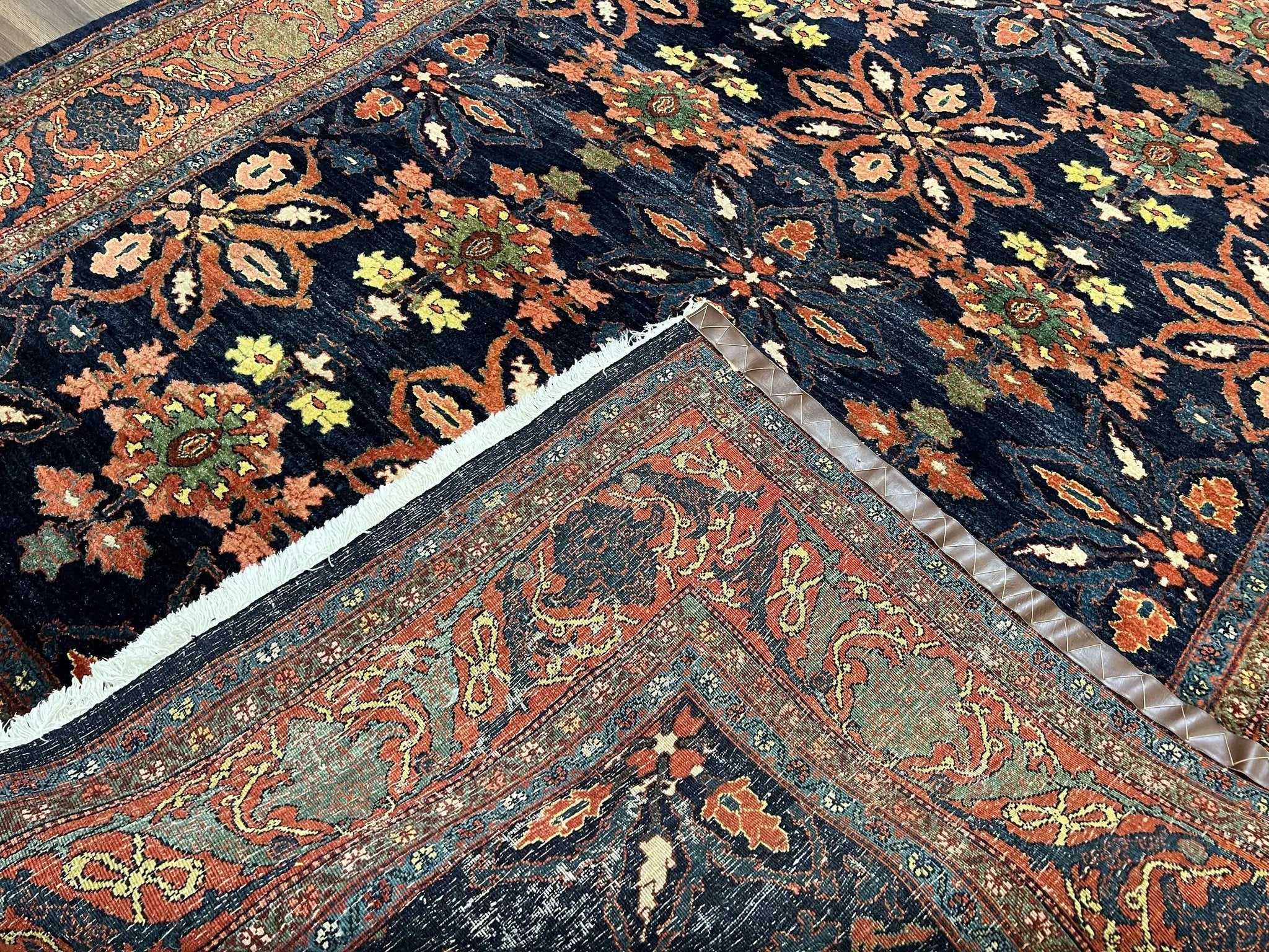 Wonderful Persian Rug 7x10, Navy Blue and Red, Allover Floral Pattern, Bidjar Carpet, Authentic Oriental Rug 7 x 10, Wool Hand Knotted Rug by Jewel Rugs