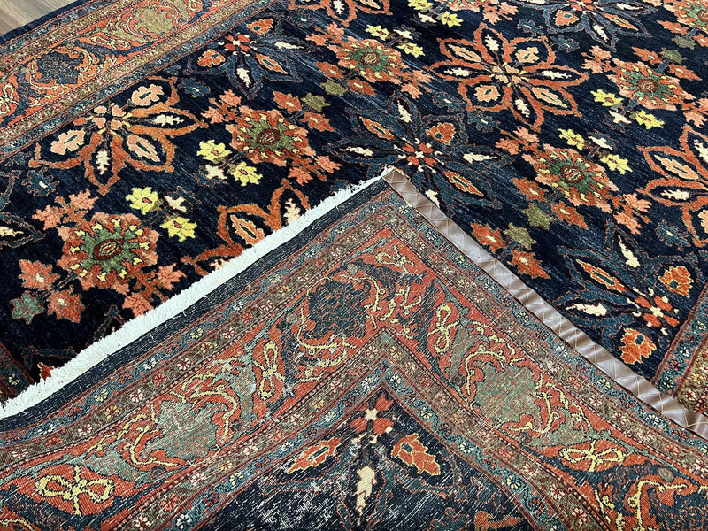 Wonderful Persian Rug 7x10, Navy Blue and Red, Allover Floral Pattern, Bidjar Carpet, Authentic Oriental Rug 7 x 10, Wool Hand Knotted Rug by Jewel Rugs