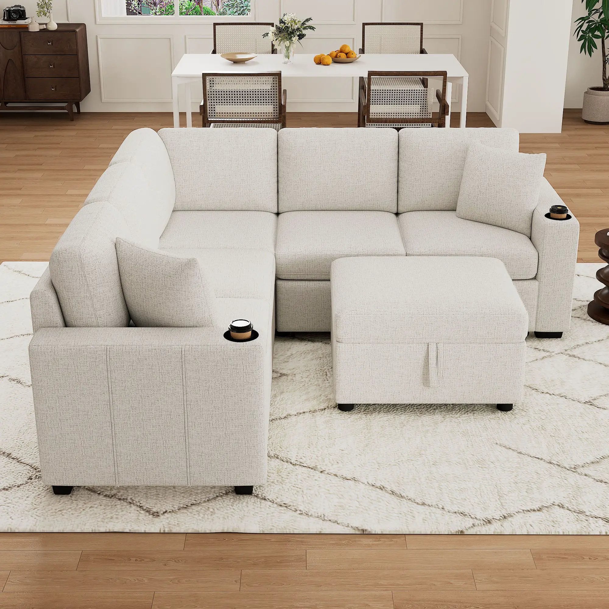 Sectional Sofa Convertible Pull-Out Sofa Bed With A Movable Storage Ottoman For Living Room by HouseOfZazla