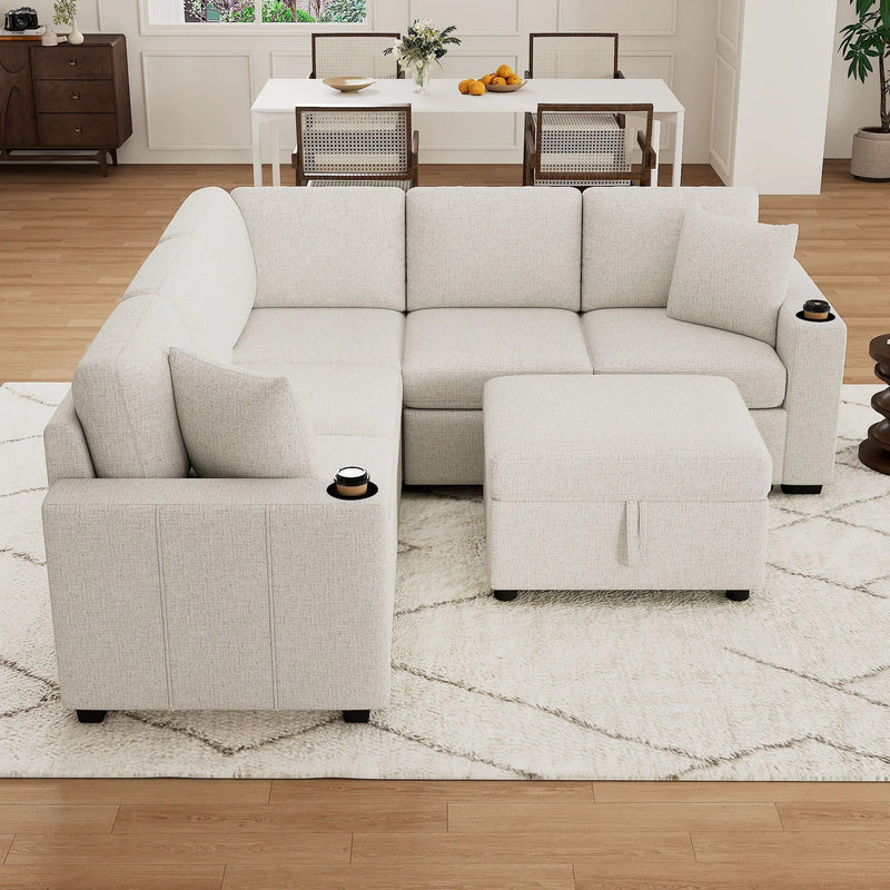 Sectional Sofa Convertible Pull-Out Sofa Bed With A Movable Storage Ottoman For Living Room by HouseOfZazla