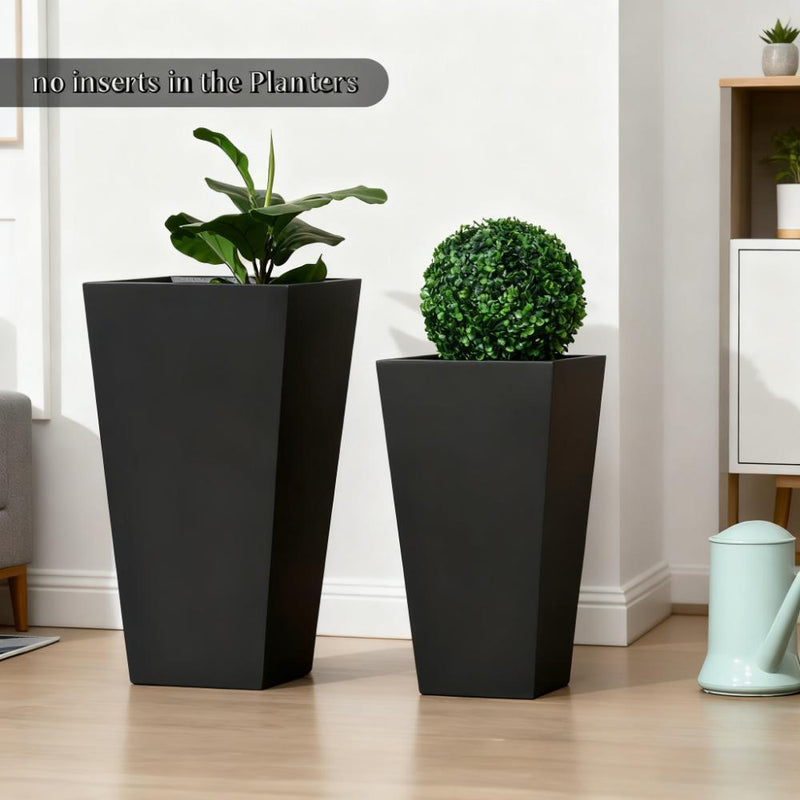Tall Plant Pot 2-Pack Outdoor Planter Set with Drainage Holes by HouseOfZazla