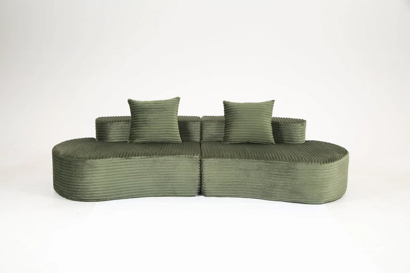 Cozy Corduroy 2-Seater Sofa with Lumbar Pillows by HouseOfZazla
