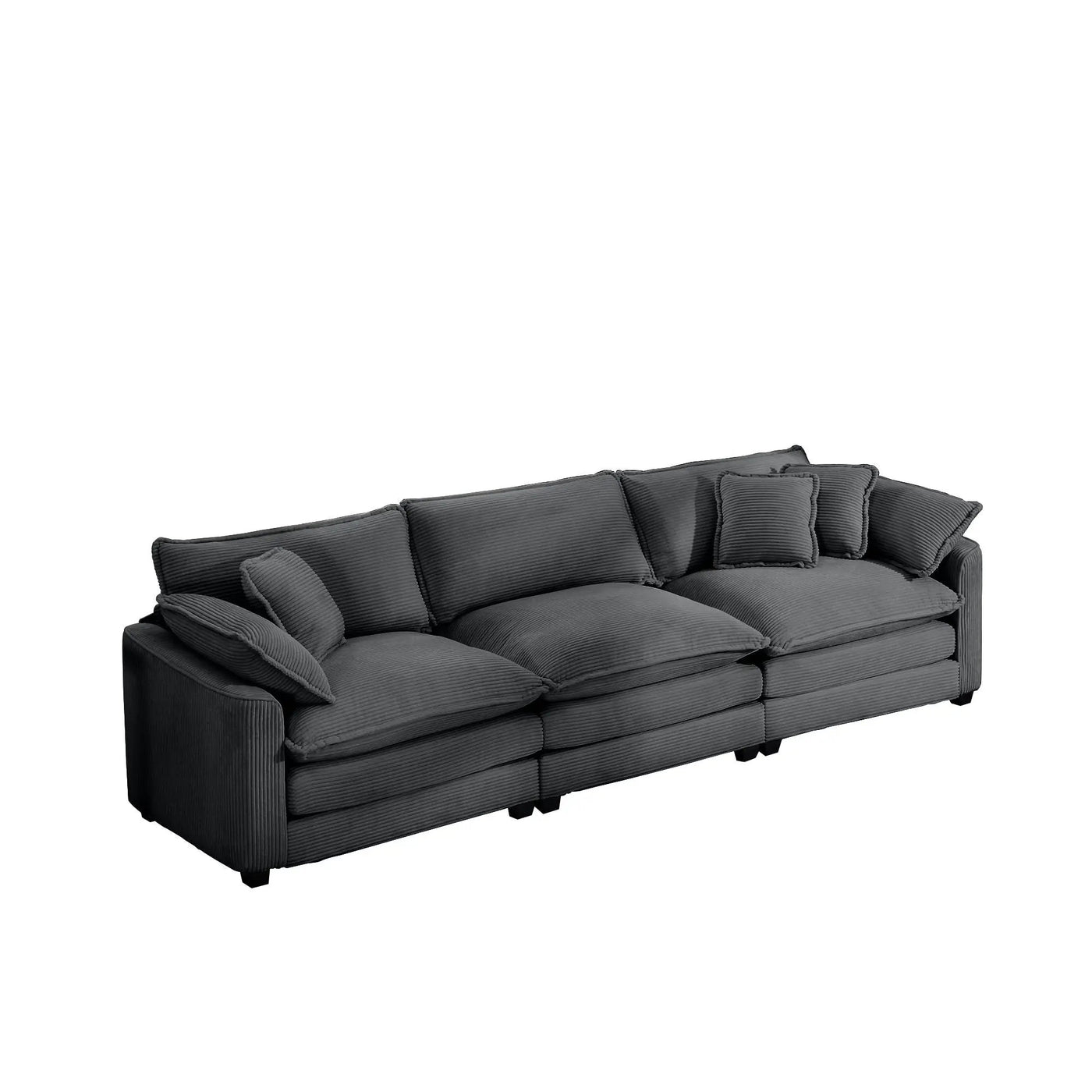 Mid-Century Modern 3 Seater Sectional Sofa With Arm And Throw Pillows by Unique Piece Furniture