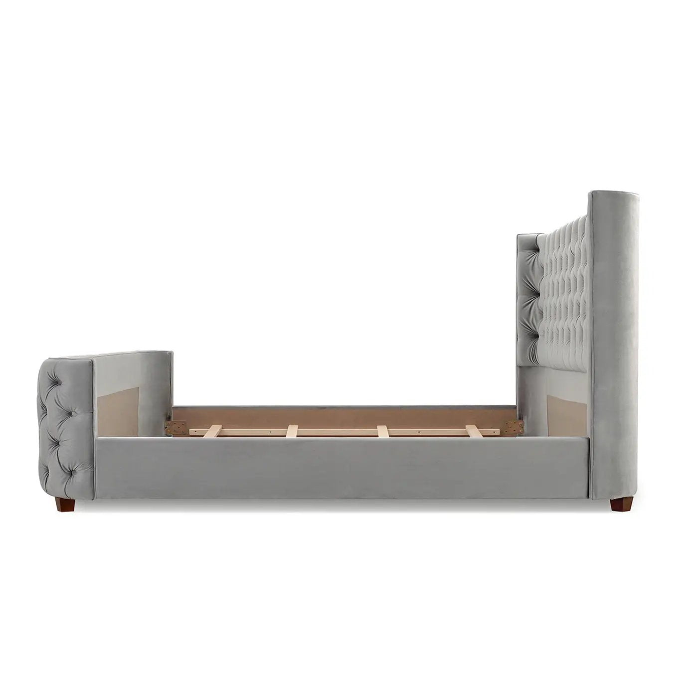 Brooklyn King Tufted Panel Bed Headboard and Footboard Set, Opal Grey Velvet by HouseOfZazla