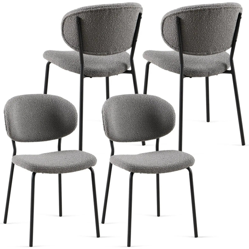 Boucle Dining Chairs, Dining Chairs With Metal Legs For Dining Room, Kitchen, Living Room by Unique Piece Furniture
