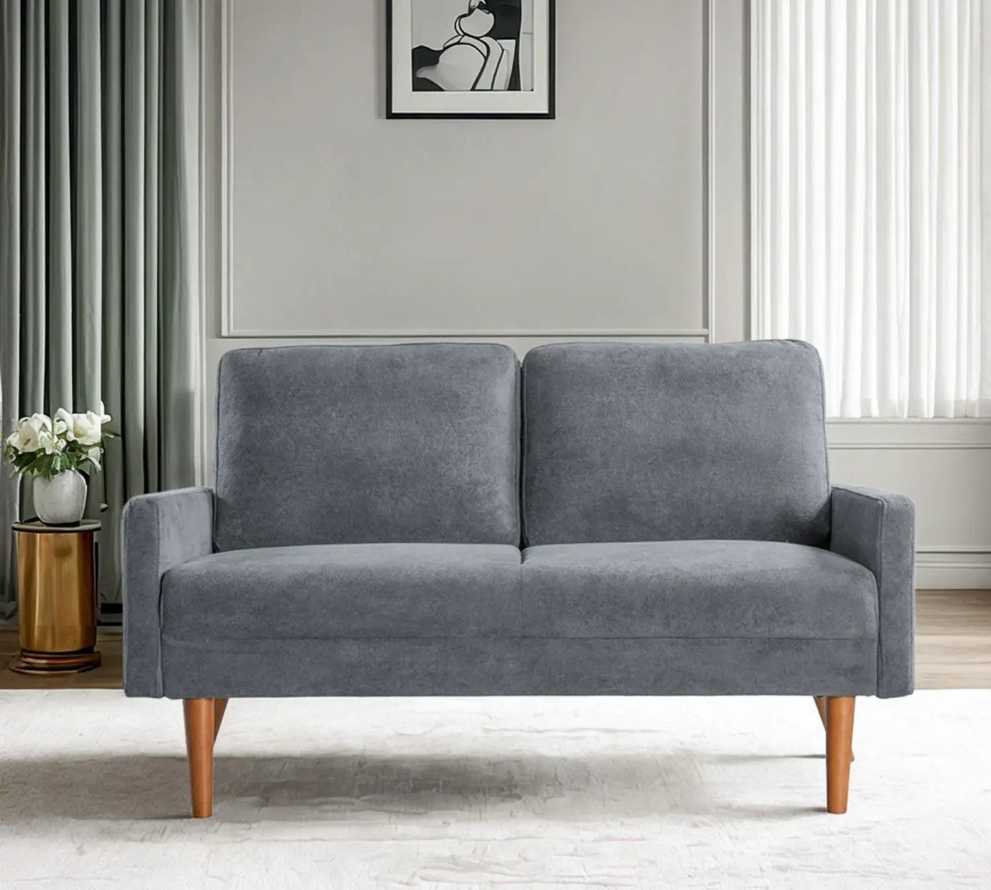 Loveseat Sofa, European Style With Sleek Design, Modern & Vintage Flair, Upholstered 2 Seater Couch by Unique Piece Furniture