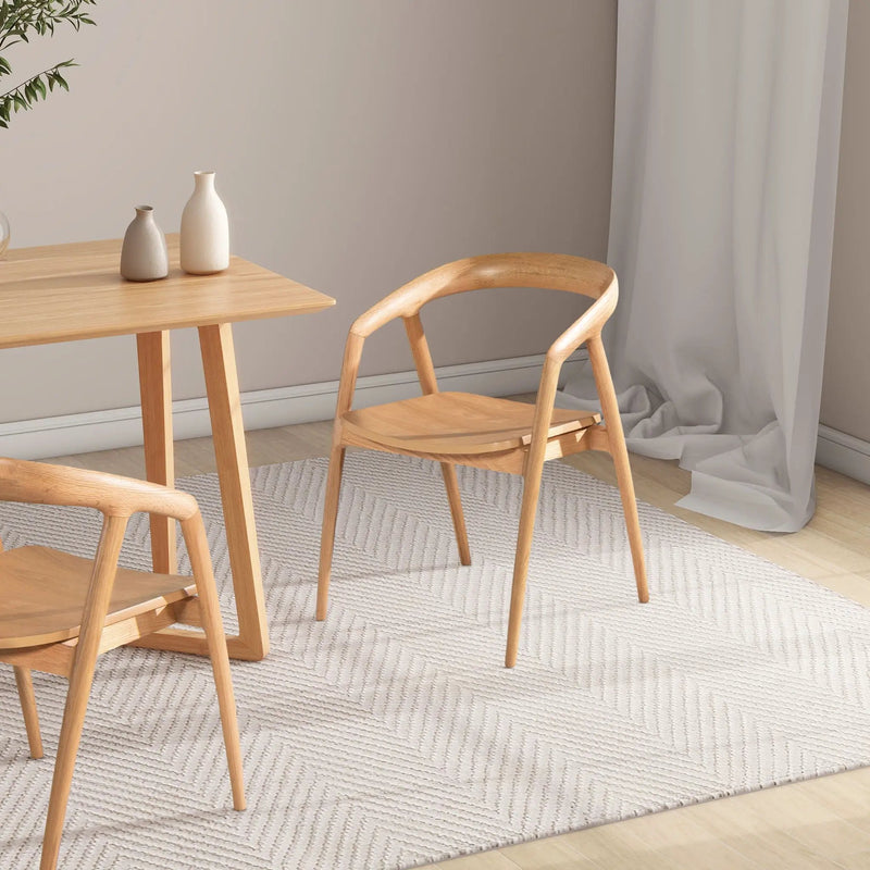 Simeon - Scandinavian Sculpted Dining Chair - Warm Natural Brown by HouseOfZazla