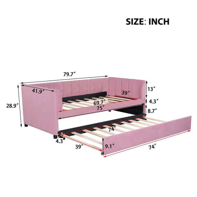 Upholstered Daybed With Ergonomic Design Backrest by HouseOfZazla