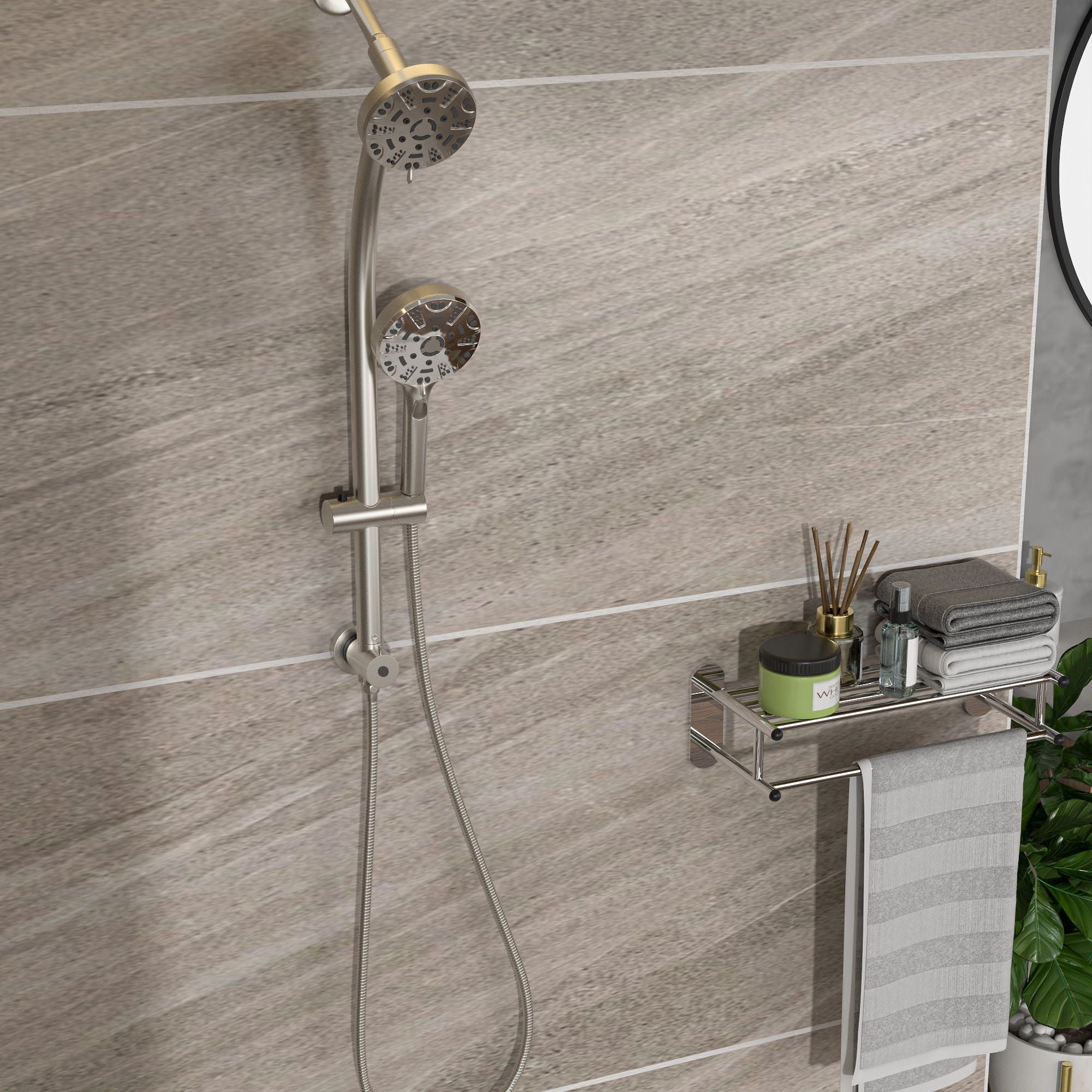 Multi Function Dual Shower Head System With 4.7" Rain Showerhead, 8 Function Hand Shower, Adjustable Slide Bar by HouseOfZazla