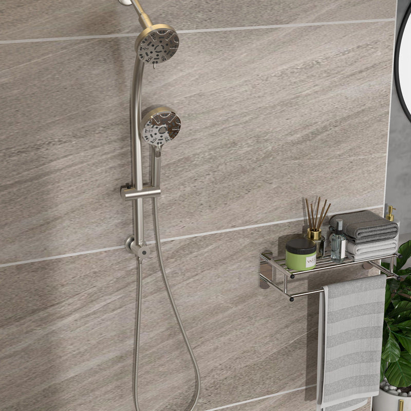 Multi Function Dual Shower Head System With 4.7" Rain Showerhead, 8 Function Hand Shower, Adjustable Slide Bar by HouseOfZazla