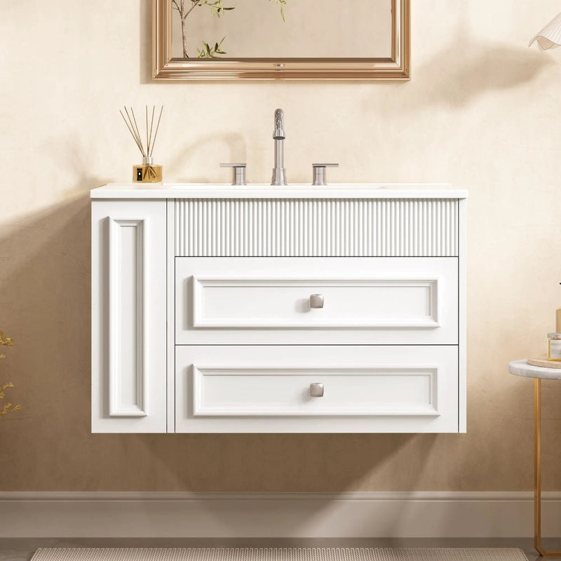 Wall Mounted Bathroom Vanity With 2 Drawers, Sink, Floating Storage Unit by HouseOfZazla