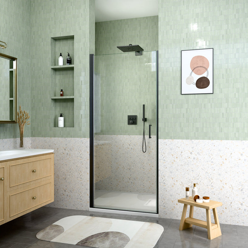 32" W x 72" H Semi-Frameless Circular Pivot Shower Door in Matte by HouseOfZazla