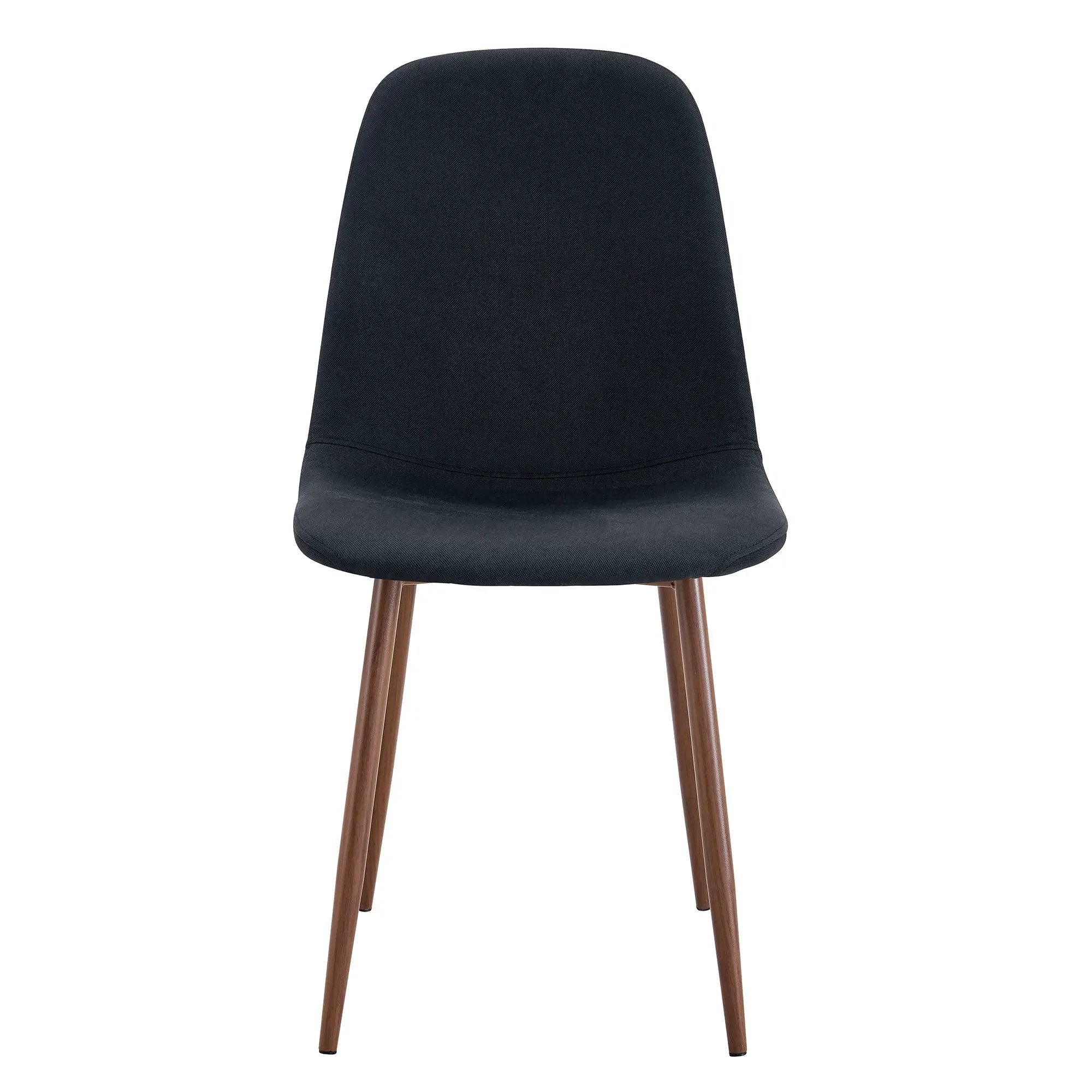 Luxury Simple Chair (Set of 4) Linen Cotton High Resilience Dining Chair With Metal Color Leg - Black / Walnut by HouseOfZazla