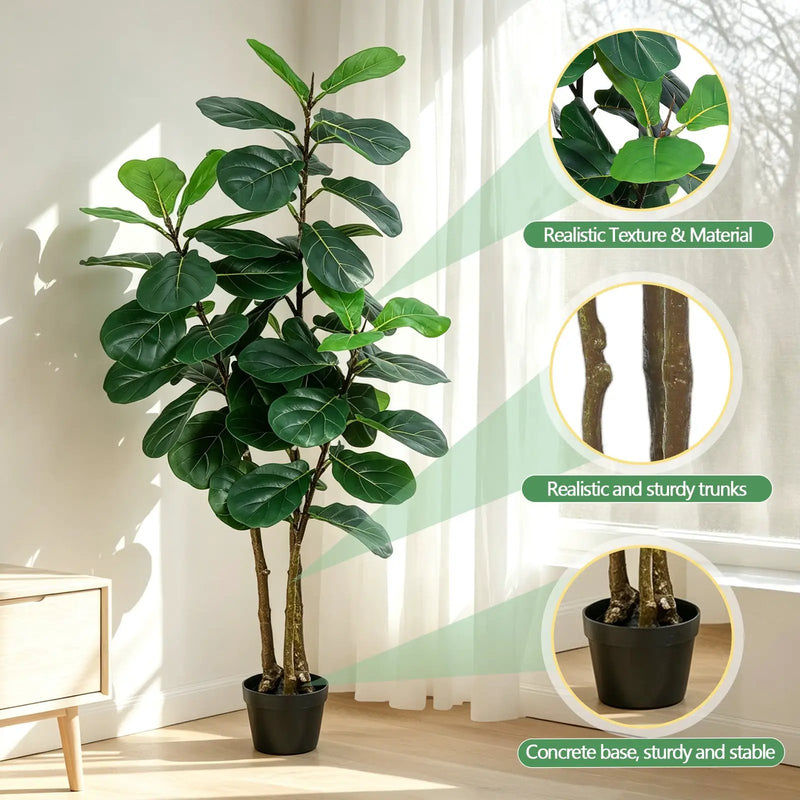 Artificial Fiddle Leaf Fig Tree 5FT with Planter, photo 5 of 10