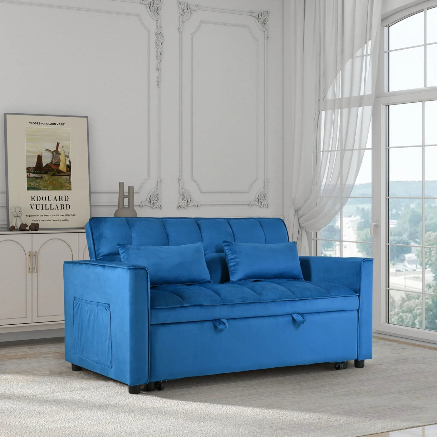 3 In 1 Pull Out Couch Convertible Sofa Bed With Reclining Backrest by Unique Piece Furniture