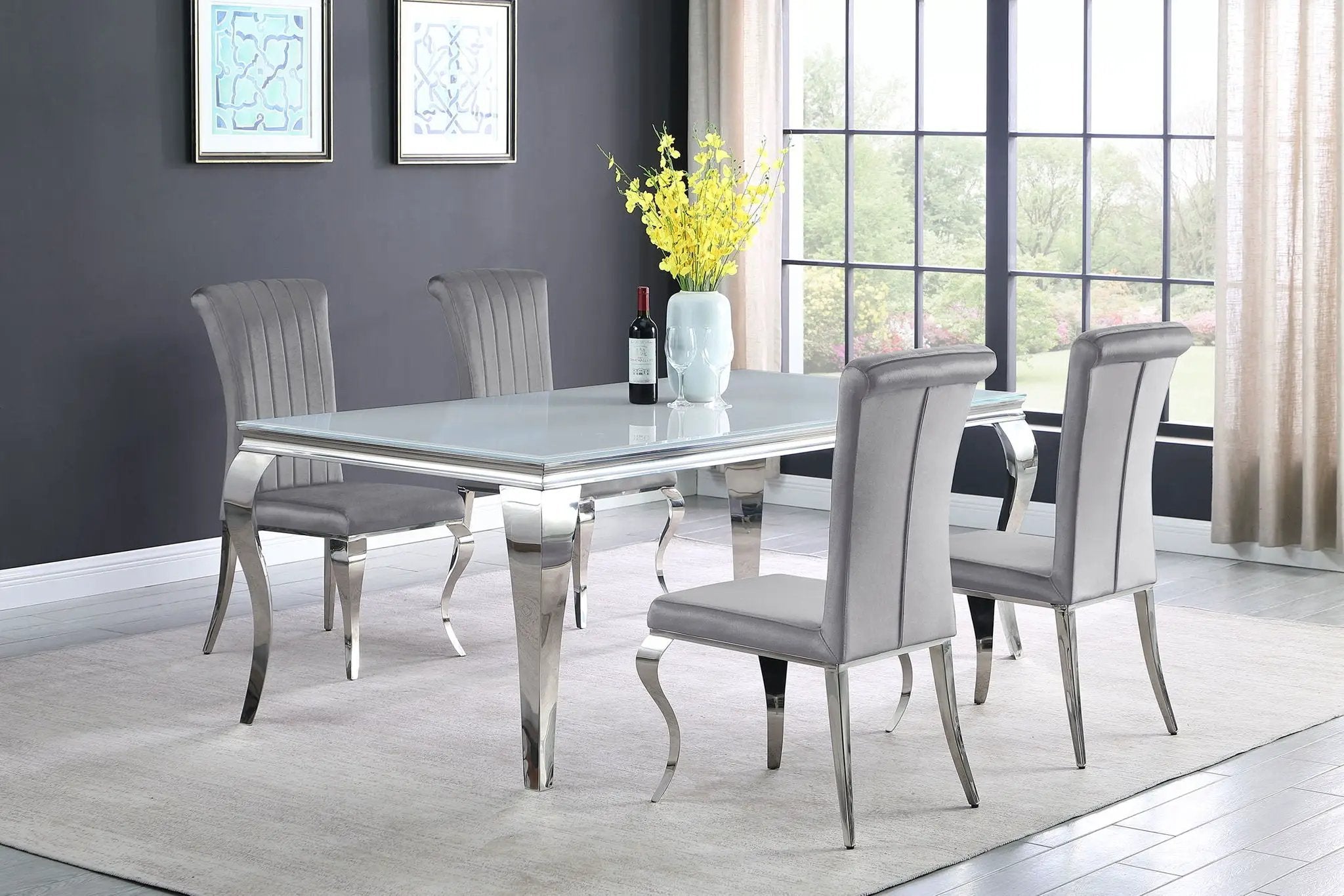 Betty Velvet Upholstered Dining Side Chair Grey (Set of 4) by Unique Piece Furniture